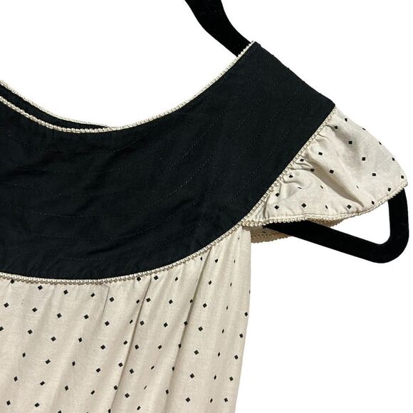 Hale Bob Cream White and Black Polka Dot Baby Doll Trapeze Dress - Picture 6 of 8
